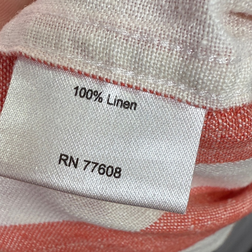 J. Peterman Men’s Red White Short-Sleeve Striped 100% Linen Shirt M-379 Sz XXL - Picture 6 of 7